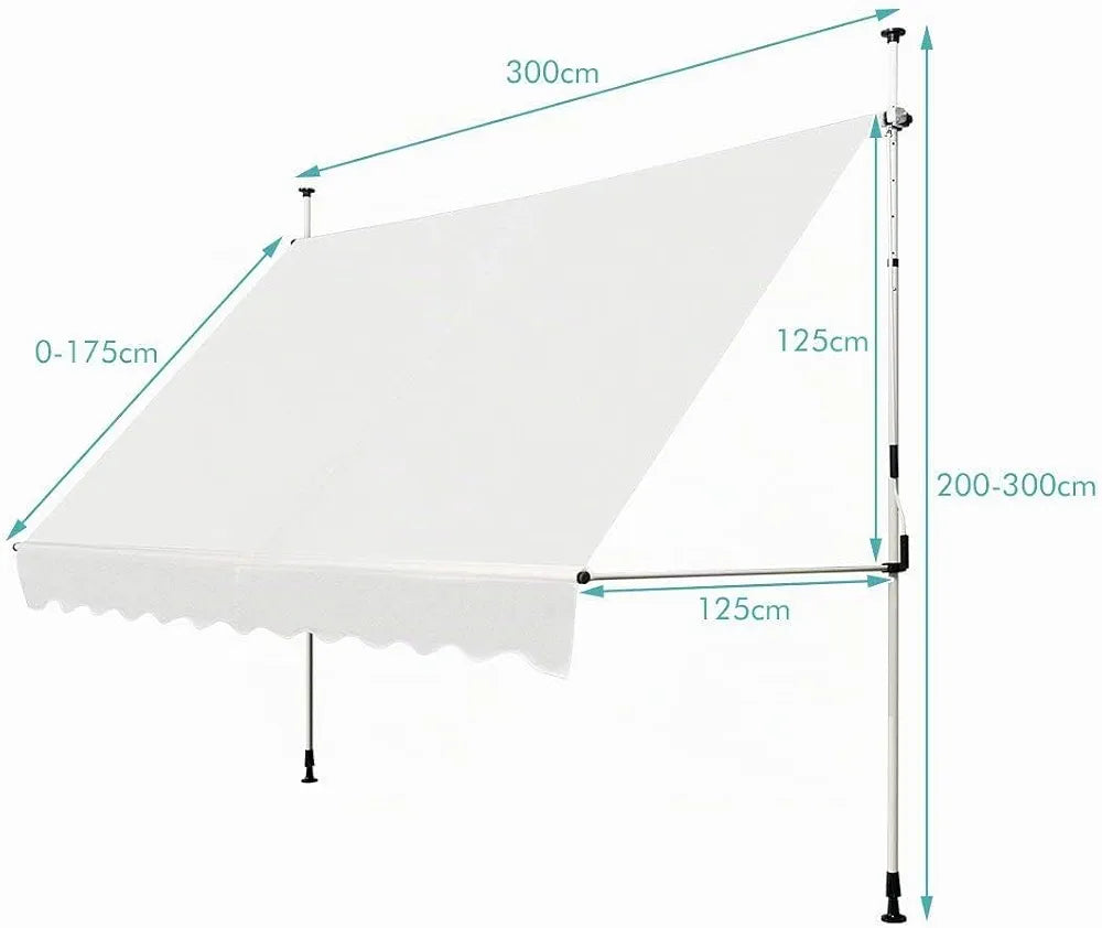 RELAX4LIFE Store Banne Rétractable 3M sans Perçage avec Manivelle, Beige