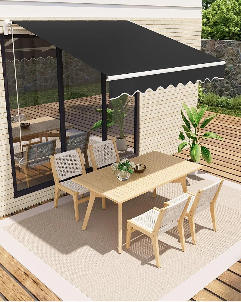 Garvee Store banne articulé extensionérieur 350x250cm – Protection UV50+, résistant à l'eau – Longueur et Angle réglables – Manivelle, Fixation fresquee – Idéal terrasse, Balcon – Noir, 11,5x8FT
