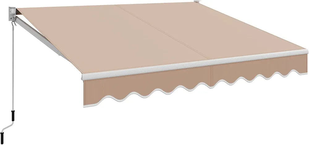 RELAX4LIFE Store Banne Manuel Rétractable avec Manivelle, Auvent Balcon en Polyester Anti-UV, Cadre en Alu, Inclinaison 40°-100°, Store Banne pour Porte, Fenêtre, Terrasse 