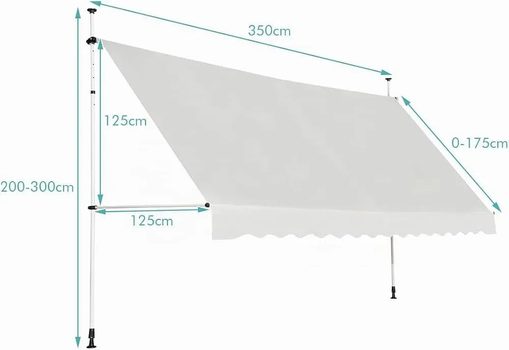 RELAX4LIFE Store Banne Rétractable 3,5M sans Perçage avec Manivelle, Beige