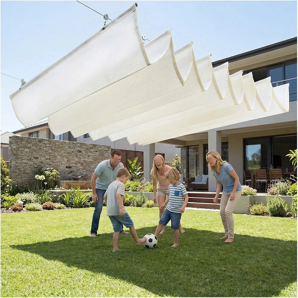 Voile d'ombrage rétractable sur Mesure pour pergola,Voile d'ombrage Coulissant, Personnalisable,Voile-D'ombrage Multi Couleur Taille Bâche Ombrage UV Protection Solaire