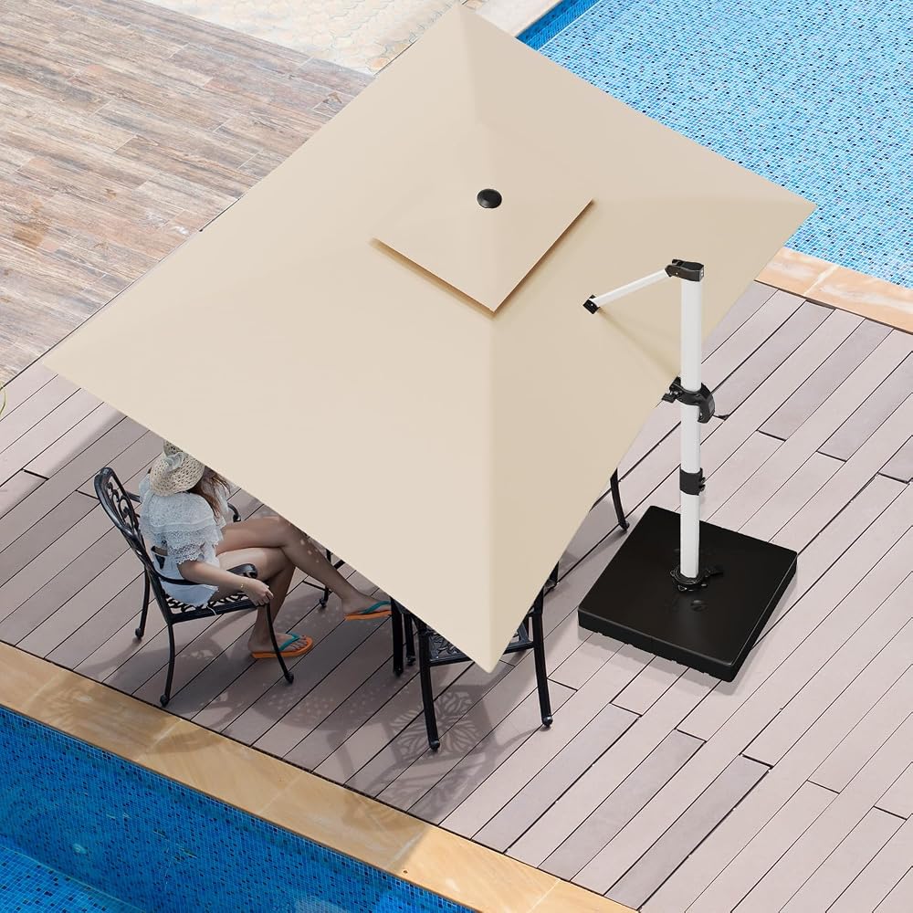 Devoko Parasol Déporté Carré, Canopée Monocouche Parasol de Jardin Extérieur en Aluminium Inclinable Toile Protection UV50+ avec Housse de Protection pour Balcon Patio Terrasse