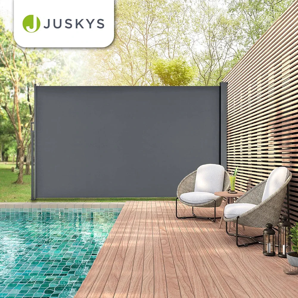 Juskys Store latéral 160 x 500 cm Extensible et Opaque, Brise-Vue pour Balcon, terrasse et Jardin, Auvent latéral avec Support Mural, Protection Solaire en Acier & Tissu Impermeable - Gris foncé