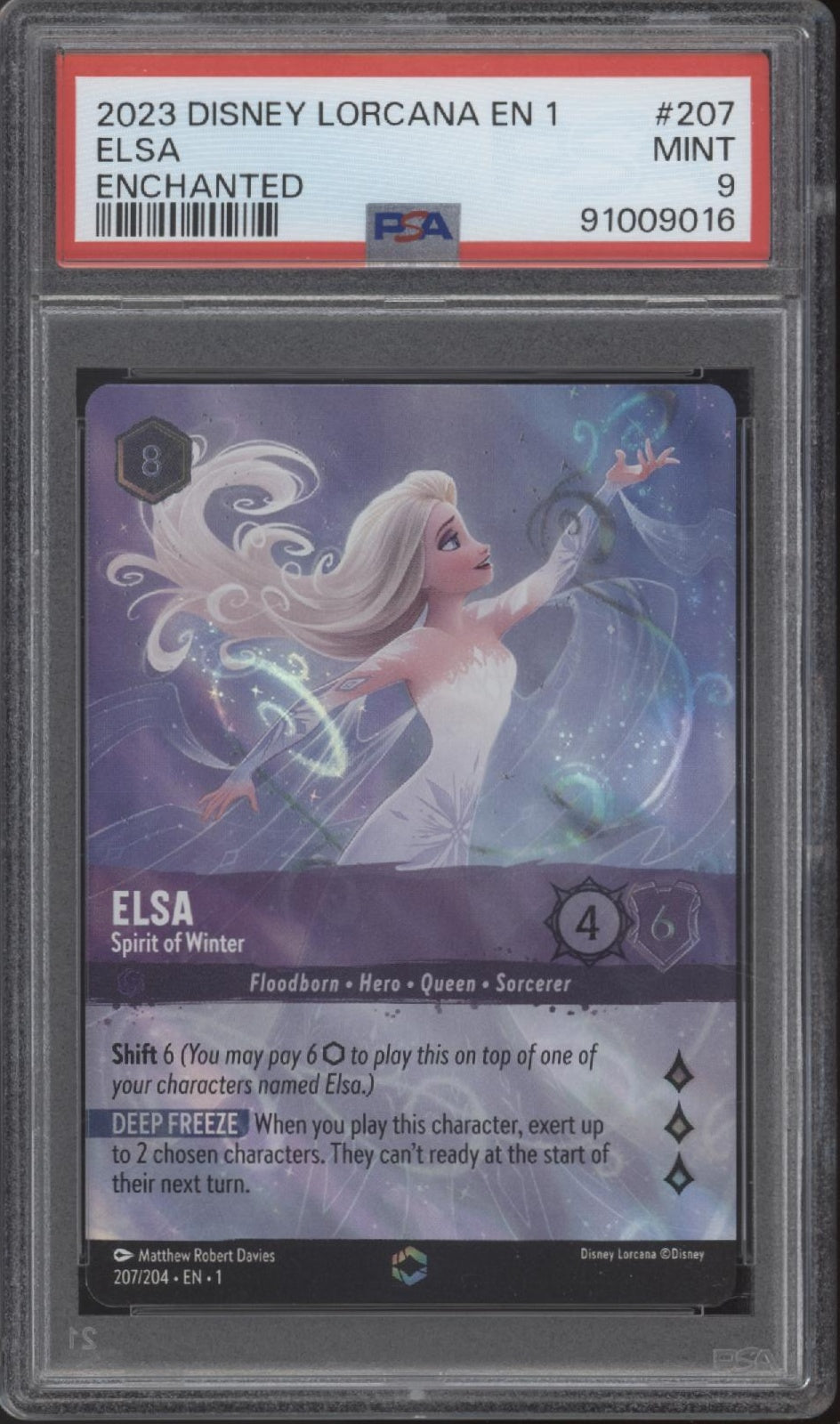 Elsa Spirt of Winter Disney Lorcana The First Chaper Enchanted #207 PSA 9