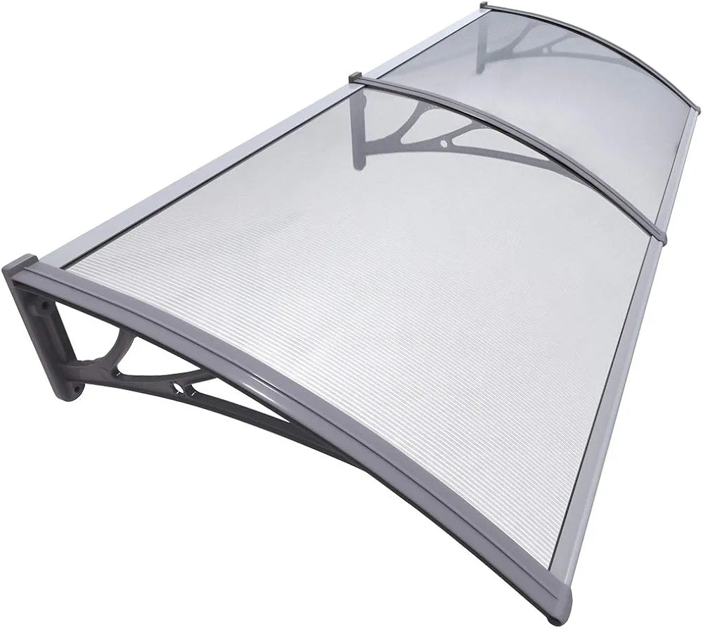 VOUNOT® Auvent de Porte d'entrée Toit Marquise en Polycarbonate Porte Résistante Toit Abri Protection Contre La Pluie et UV Gris Transparent 200cm*80cm