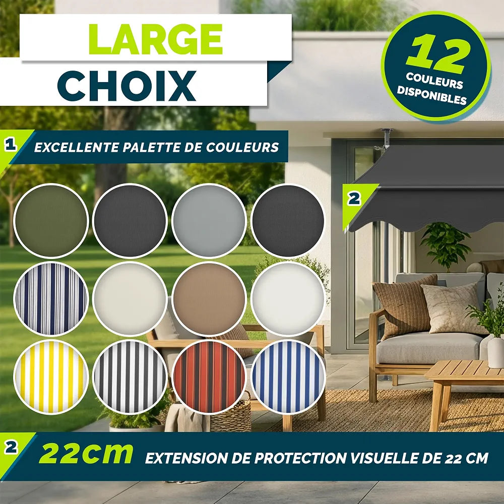 tillvex Store Banne Manuel rétractable avec manivelle pour Le Balcon | Marquise de terrasse sans percement | Marquise Soleil de Balcon auvent téléscopique 