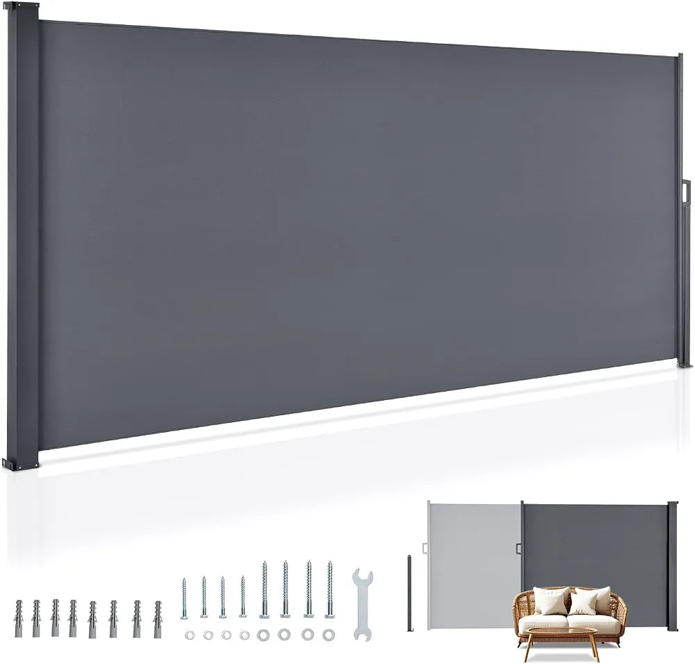 Juskys Store latéral 160 x 500 cm Extensible et Opaque, Brise-Vue pour Balcon, terrasse et Jardin, Auvent latéral avec Support Mural, Protection Solaire en Acier & Tissu Impermeable - Gris foncé