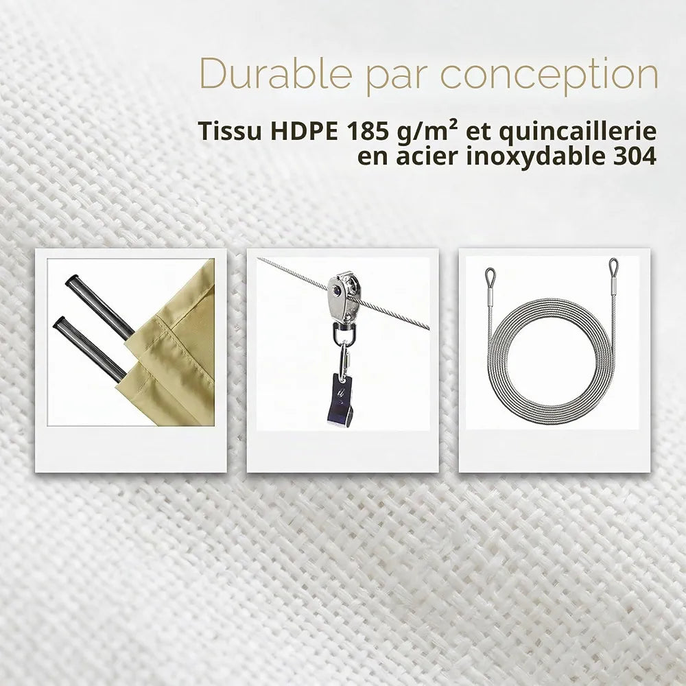 Voile d'ombrage rétractable sur Mesure pour pergola,Voile d'ombrage Coulissant, Personnalisable,Voile-D'ombrage Multi Couleur Taille Bâche Ombrage UV Protection Solaire