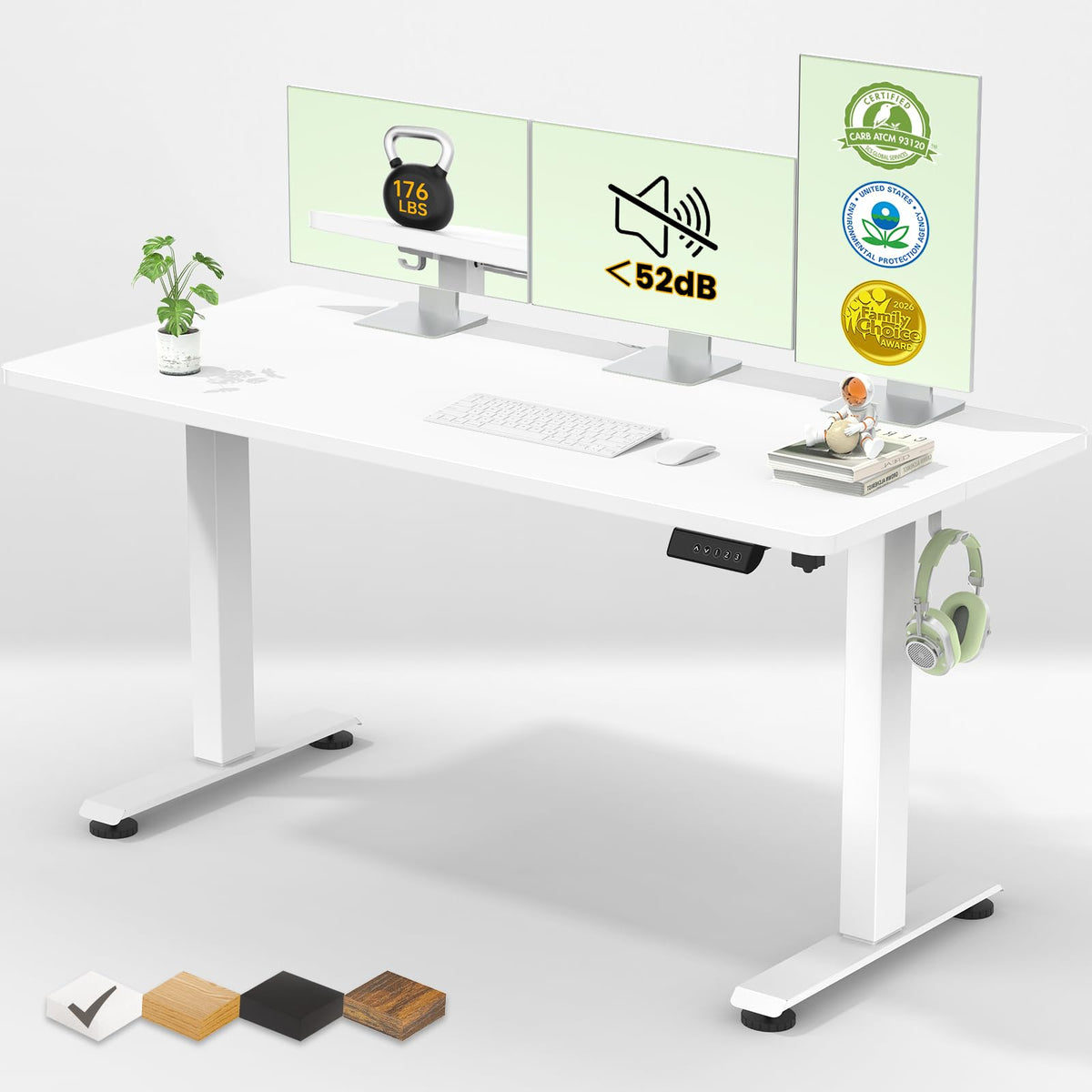 Veken Electric Standing Desk Memory Presets 140cm White
