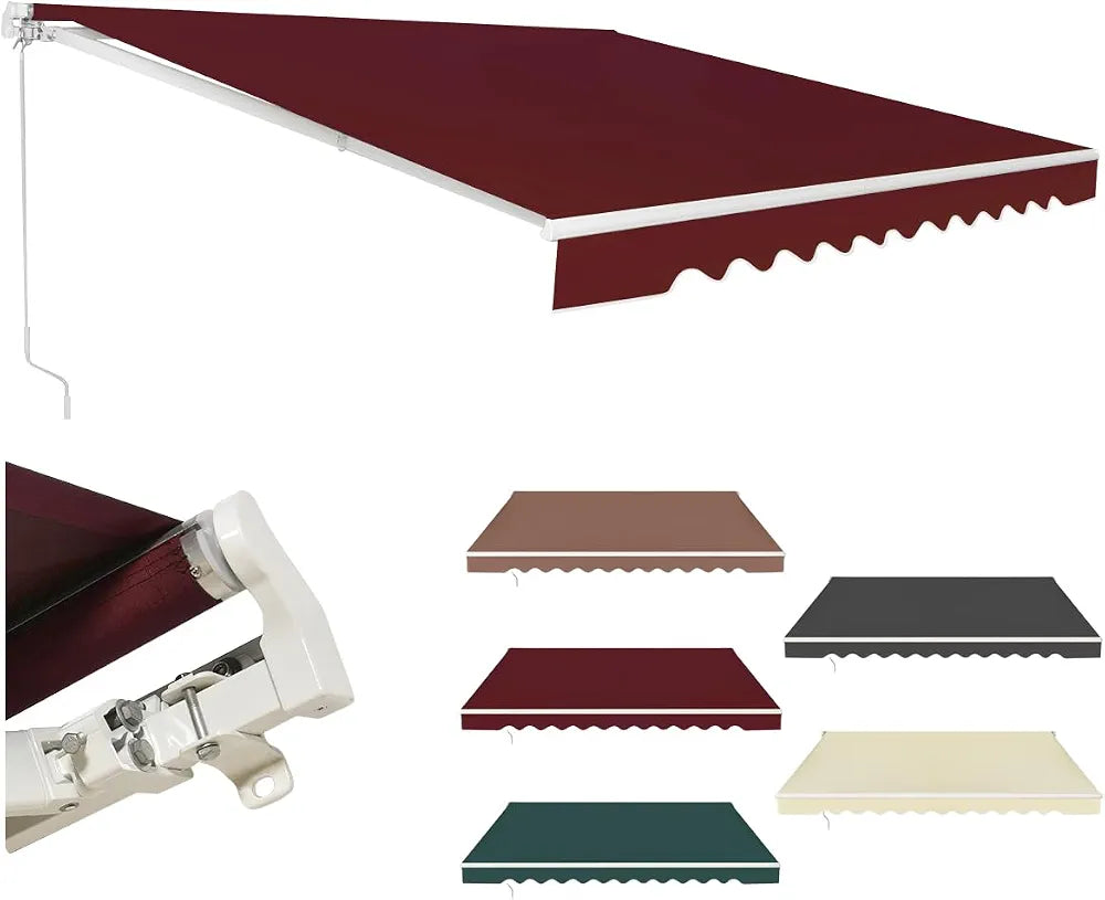 COSTWAY Store Banne de Manuel Rétractable de 3 x 2,5M Angle Réglable 5-35°, Auvent de Terrasse avec Tissu Résistant aux UV et à l'eau Cadre en Aluminium, pour Jardin Terrasse 