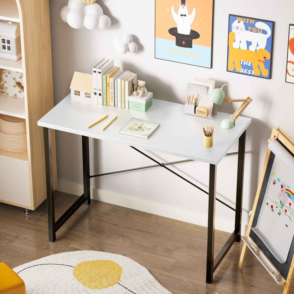 Sweetcrispy 81.3cm Compact Computer Desk White Black