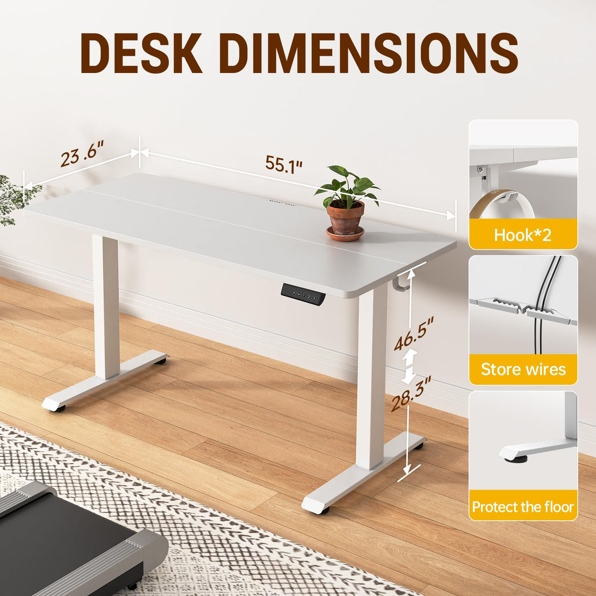 Veken Electric Standing Desk Memory Presets 140cm White