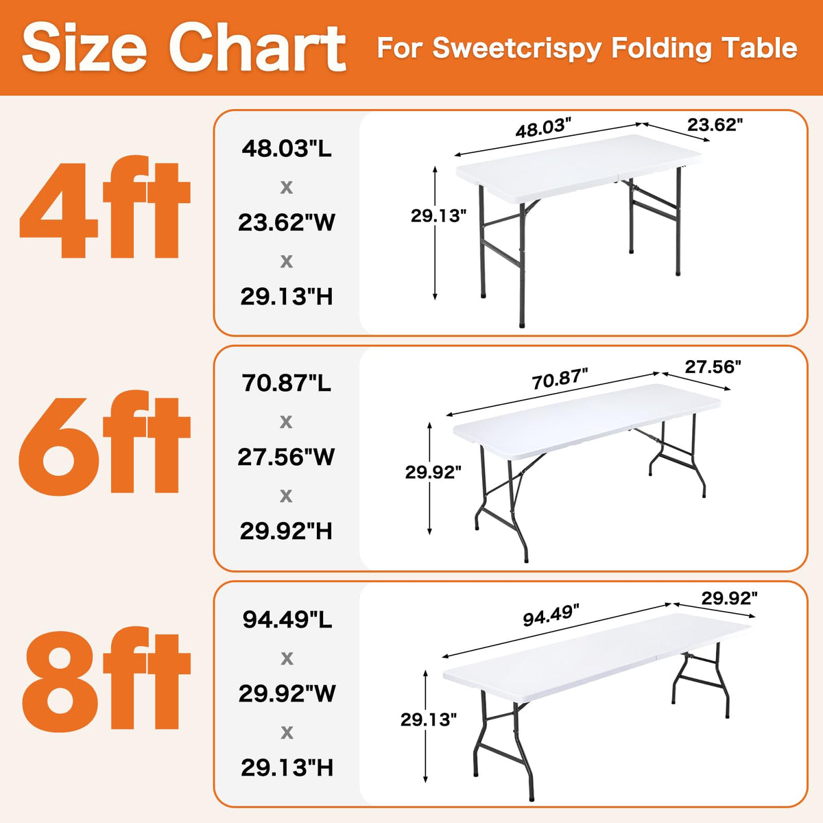 Sweetcrispy 122 cm Folding Picnic Table Basic White