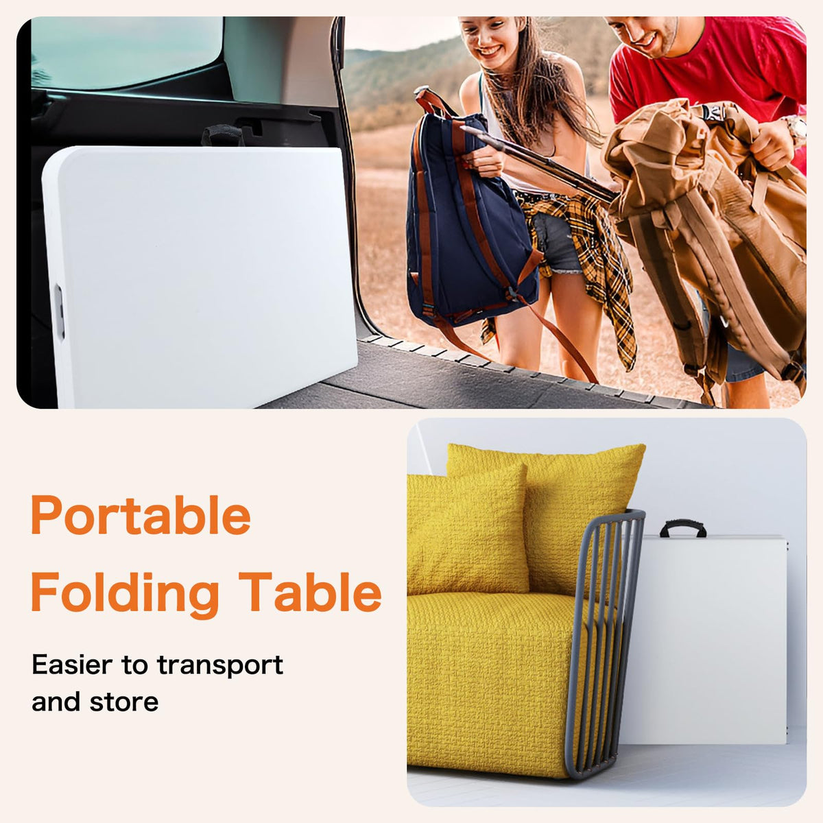 Sweetcrispy 122 cm Folding Picnic Table Basic White