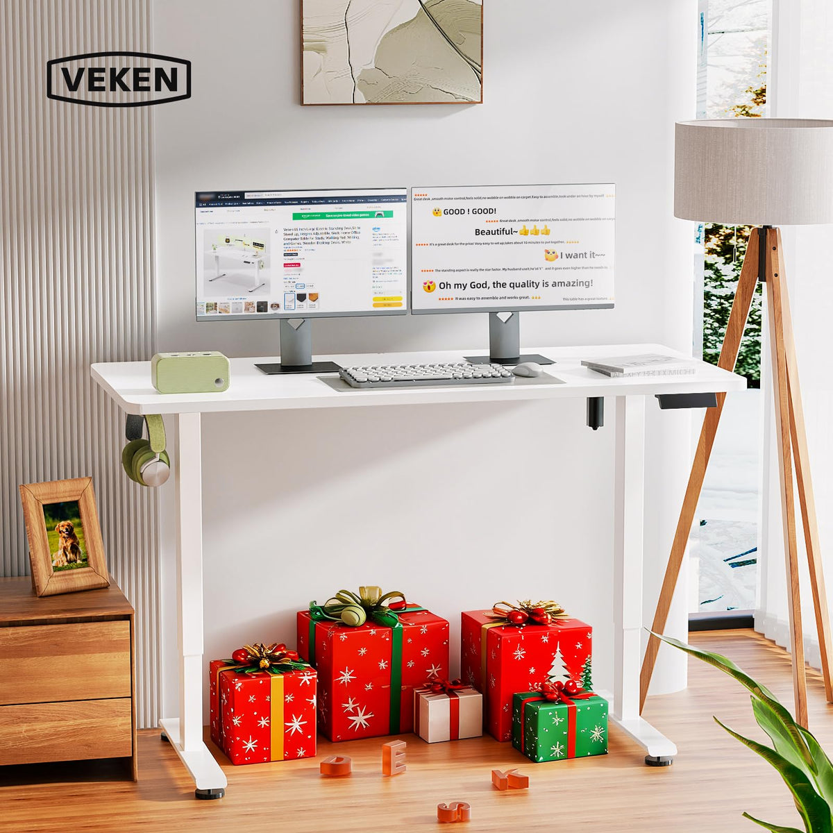 Veken Electric Standing Desk Memory Presets 140cm White