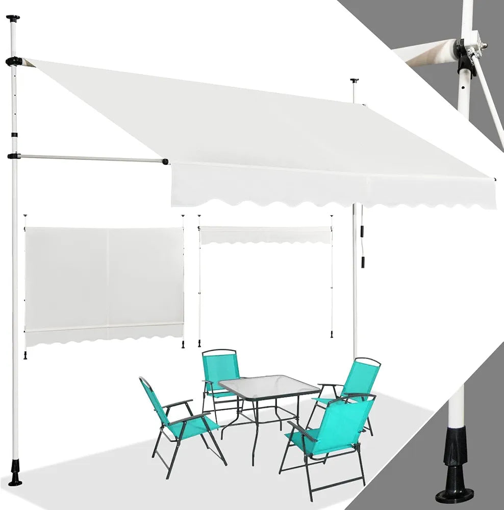 RELAX4LIFE Store Banne Rétractable 3M sans Perçage avec Manivelle, Beige