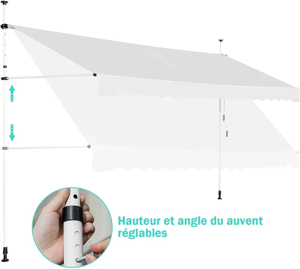 RELAX4LIFE Store Banne Rétractable 3M sans Perçage avec Manivelle, Beige