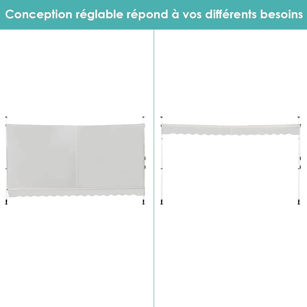 RELAX4LIFE Store Banne Rétractable 3,5M sans Perçage avec Manivelle, Beige
