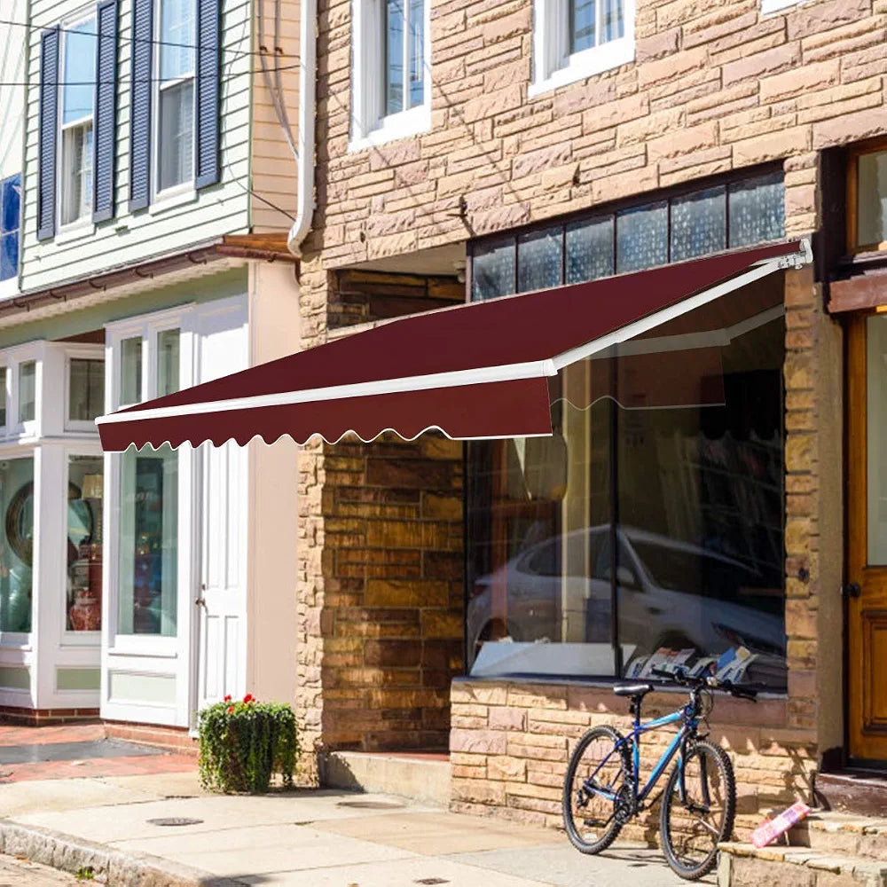 COSTWAY Store Banne de Manuel Rétractable de 3 x 2,5M Angle Réglable 5-35°, Auvent de Terrasse avec Tissu Résistant aux UV et à l'eau Cadre en Aluminium, pour Jardin Terrasse 