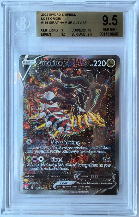 2022 SWORD & SHIELD  LOST ORIGIN #186 GIRATINA V UR ALT ART BGS 9.5