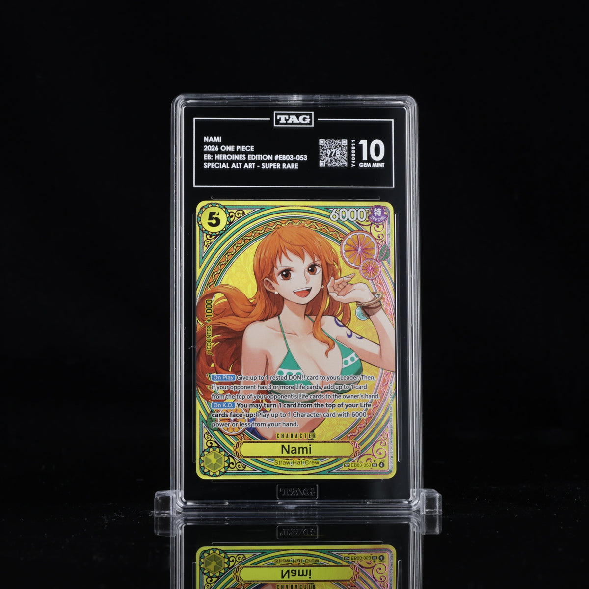 2026 ONE PIECE #EB03-053 NAMI SPECIAL ALTERNATE ART SUPER RARE TAG 10