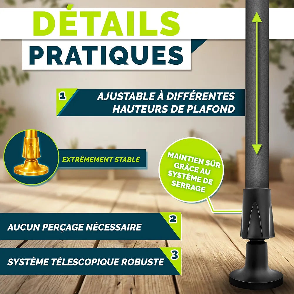 tillvex Store vertical 150 x 310 cm anthracite avec manivelle sans perçage | Brise-vue extensible et opaque | Store vertical pour balcon, terrasse, jardin | Store brise-vue résistant aux intempéries