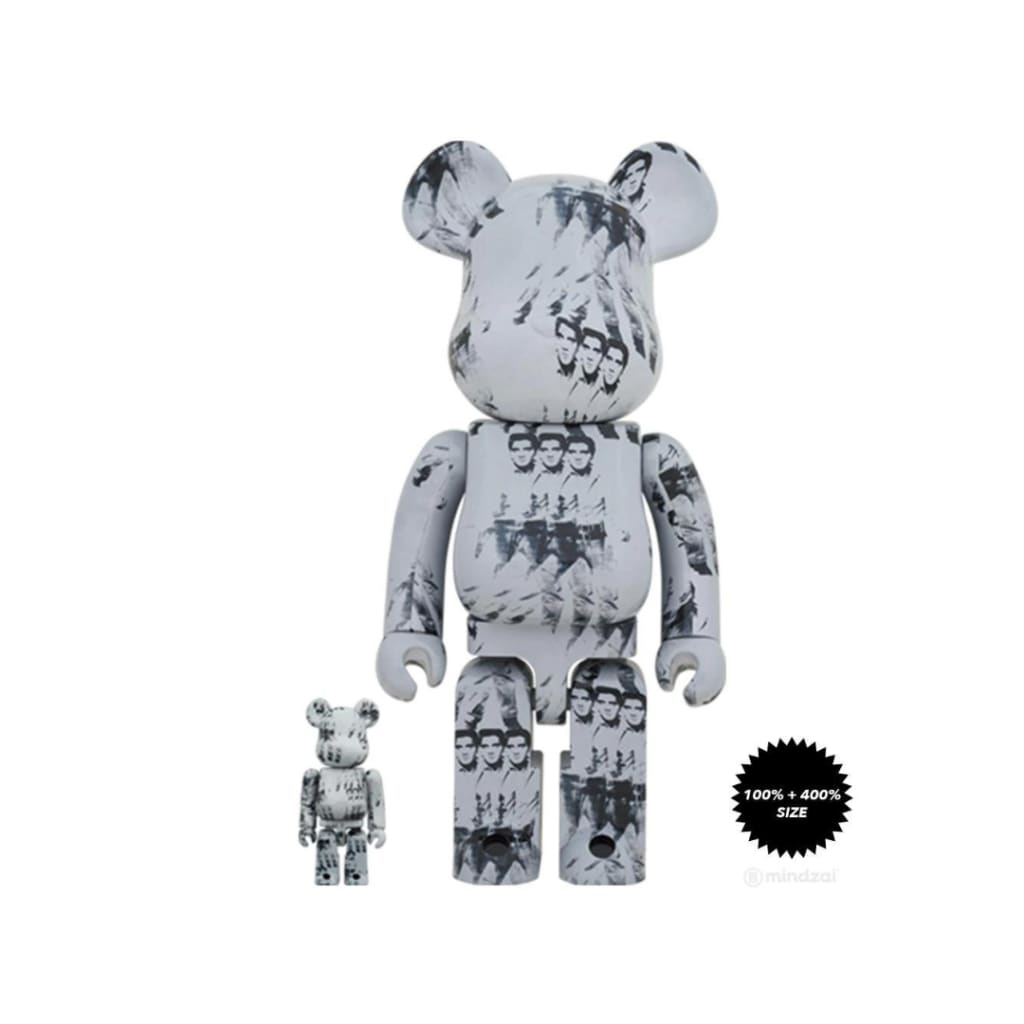 Andy Warhol Elvis Presley 100% + 400% Bearbrick Set by Medicom Toy