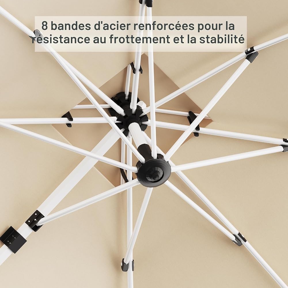 Devoko Parasol Déporté Carré, Canopée Monocouche Parasol de Jardin Extérieur en Aluminium Inclinable Toile Protection UV50+ avec Housse de Protection pour Balcon Patio Terrasse