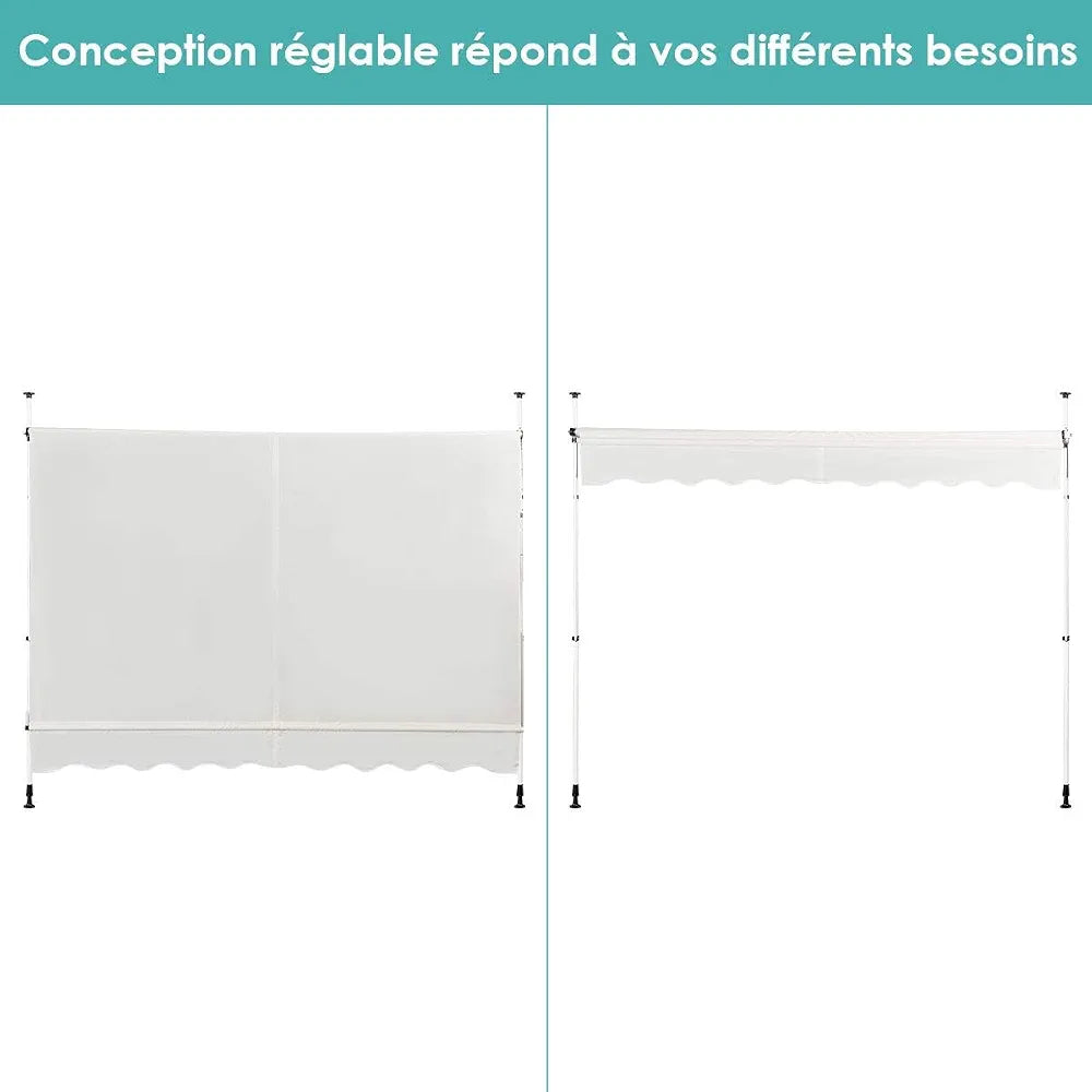 RELAX4LIFE Store Banne Rétractable 3M sans Perçage avec Manivelle, Beige