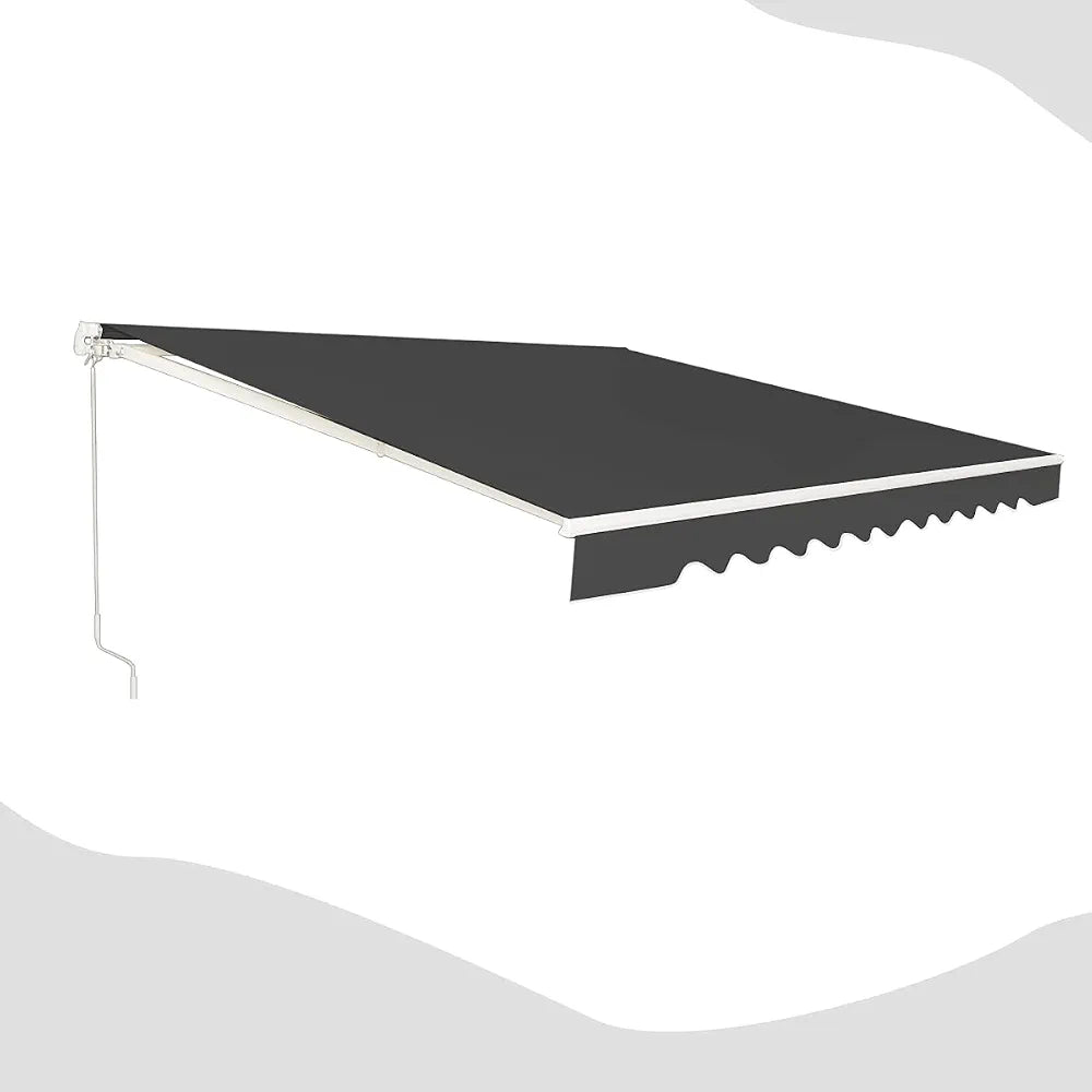 GOPLUS Store Banne Manuel 3,6Mx3M, Auvent de Terrasse Extérieur et Tissu Résistant aux UV avec Manivelle et Angle Réglable 5-35°pour Patio,Balcon,Terrasse