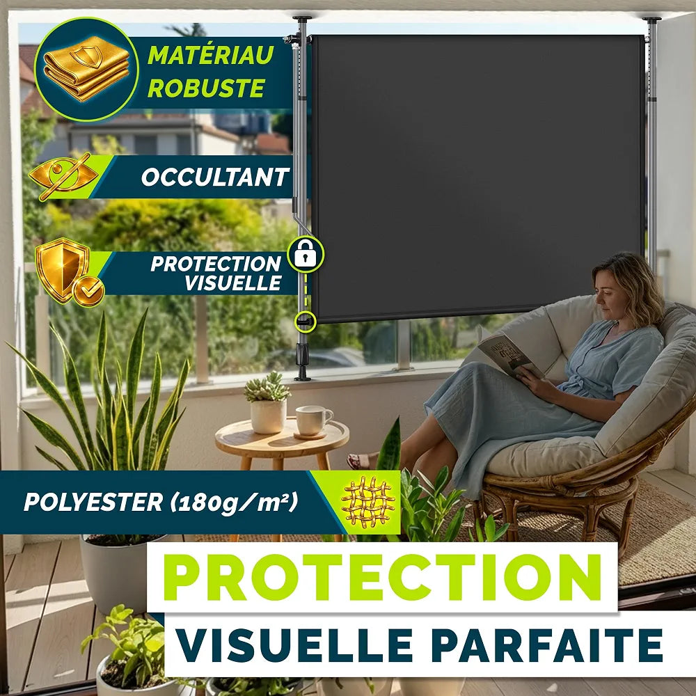 tillvex Store vertical 150 x 310 cm anthracite avec manivelle sans perçage | Brise-vue extensible et opaque | Store vertical pour balcon, terrasse, jardin | Store brise-vue résistant aux intempéries